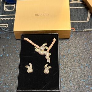 Heidi Daus Pink and Gold Bunny Necklace Set
